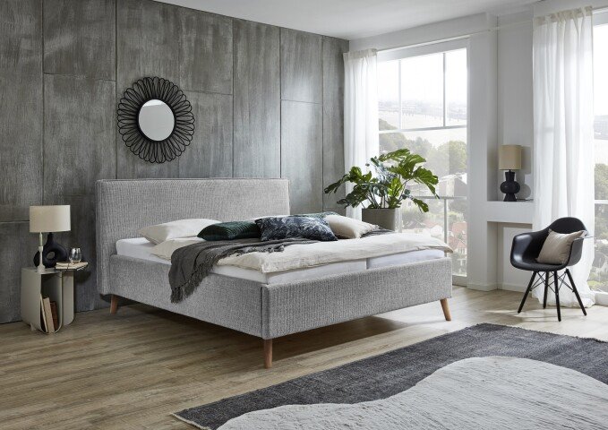 Polsterbett >Riva< Liegefläche 160x200cm, Fog, Stellmaß: 185x112x216cm (BxHxT)