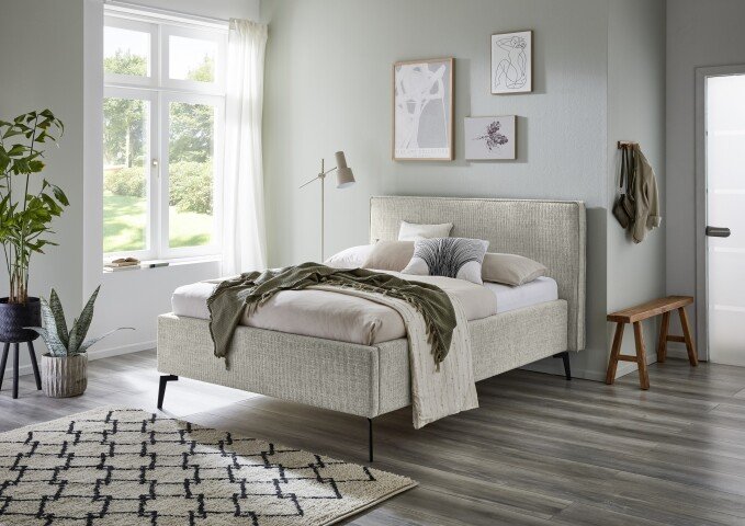 Polsterbett >Riva mit BK< Liegefläche 140x200 cm, Greige, Stellmaß: 165x112x216cm (BxHxT)