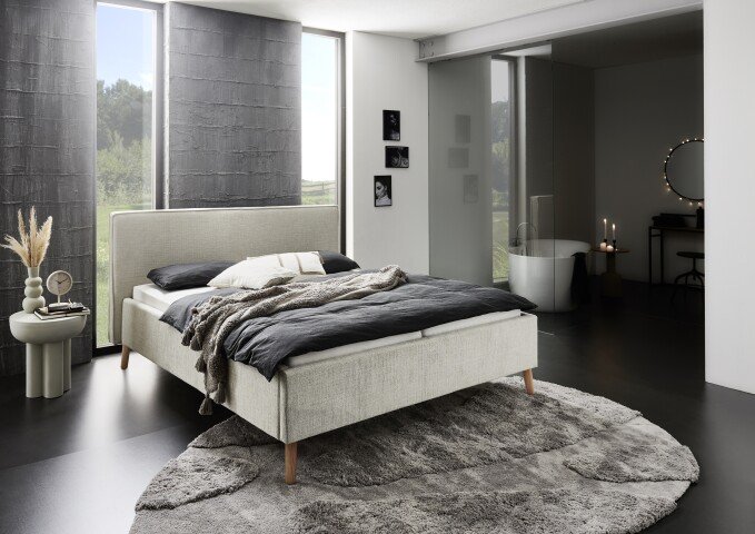 Polsterbett >Riva mit BK< Liegefläche 160x200 cm, Greige, Stellmaß: 185x112x216cm (BxHxT)