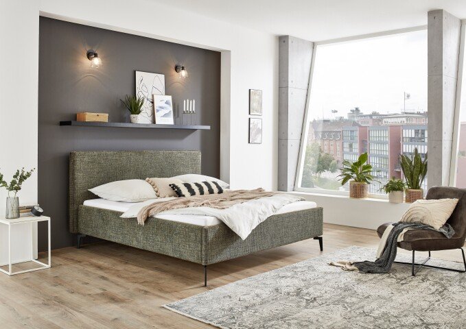 Polsterbett >Riva mit BK< Liegefläche 160x200 cm, Moss, Stellmaß: 185x112x216cm (BxHxT)