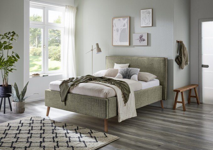 Polsterbett >Riva mit BK< Liegefläche 140x200 cm, Moss, Stellmaß: 165x112x216cm (BxHxT)
