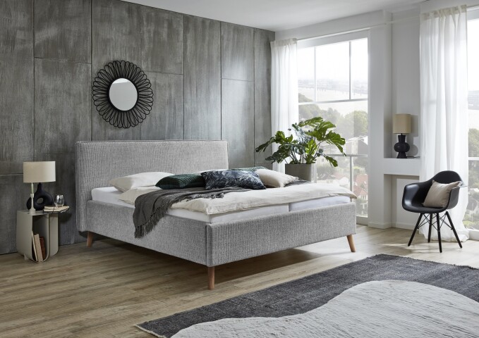 Polsterbett >Riva mit BK< Liegefläche 160x200 cm, Fog, Stellmaß: 185x112x216cm (BxHxT)