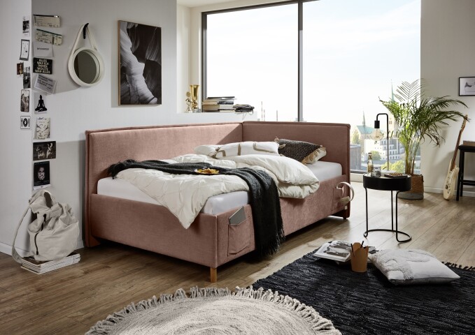 Polsterliege >Fun< Liegefläche 90x200cm, City Rose, Stellmaß: 103x90x215cm (BxHxT)