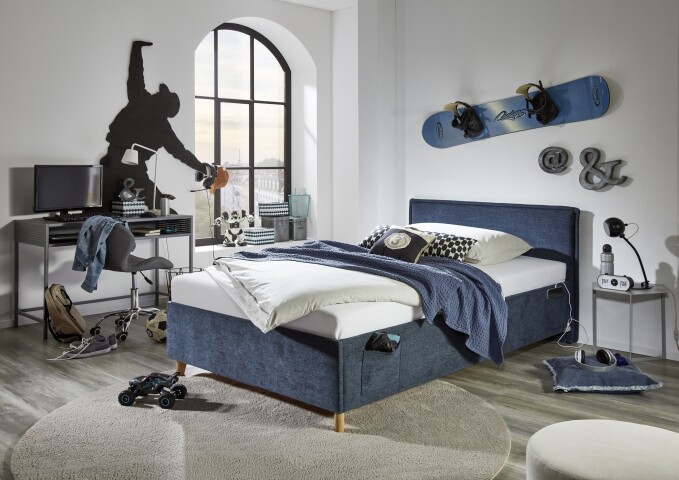 Polsterbett >Fun mit BK< Liegefläche 140x200cm, Dunkelblau Stellmaß: 153x90x215cm (BxHxT)