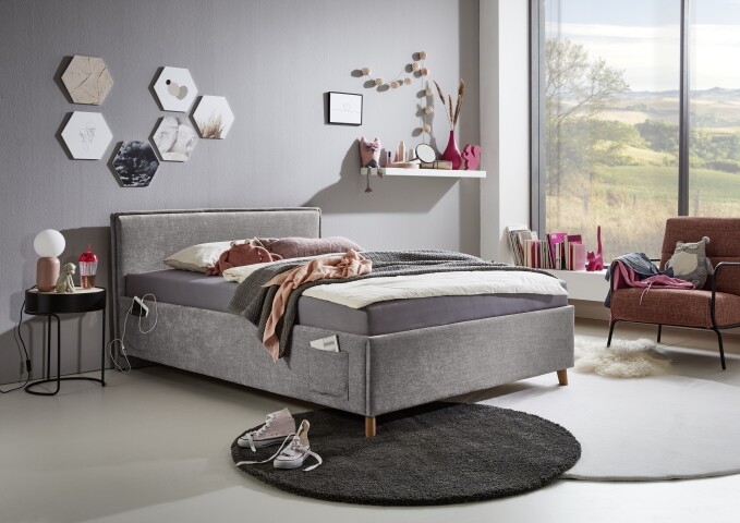 Polsterbett >Fun mit BK< Liegefläche 140x200cm, City Grau, Stellmaß: 153x90x215cm (BxHxT)