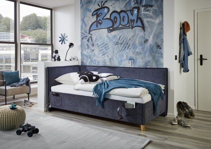 Polsterliege >Fun mit BK< Liegefläche 90x200cm, Dunkelblau, Stellmaß: 103x90x215cm (BxHxT)