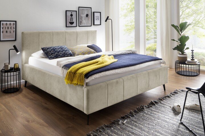 Polsterbett >Lizzano mit BK< Liegefläche 160x200cm, beige, Stellmaß: 178x115x219cm (BxHxT)