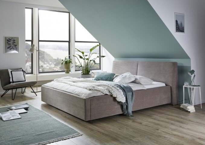 Polsterbett >Magnum< Liegefläche 180x200cm, taupe, Stellmaß: 212x95x229cm (BxHxT)