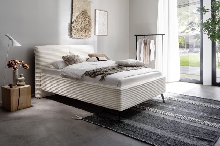 Polsterbett >Matera mit BK< Liegefläche 140x200cm, hellbeige, Stellmaß: 167x107x221cm (BxHxT)