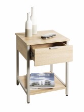 Beistelltisch >37780< Nachttisch, 1 Schublade, Eiche Dekor/Kaschmirgrau - 40x55x40cm (BxHxT)