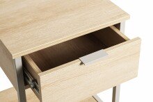 Beistelltisch >37780< Nachttisch, 1 Schublade, Eiche Dekor/Kaschmirgrau - 40x55x40cm (BxHxT)