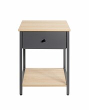 Beistelltisch >37880< Nachttisch, 1 Schublade, anthrazit, Eiche Dekor - 40x55x40cm (BxHxT)