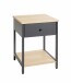 Beistelltisch >37880< Nachttisch, 1 Schublade, anthrazit, Eiche Dekor - 40x55x40cm (BxHxT)