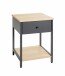 Beistelltisch >37880< Nachttisch, 1 Schublade, anthrazit, Eiche Dekor - 40x55x40cm (BxHxT)