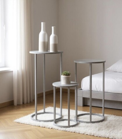 Blumentisch >54186< (3-teilig) in grau (Coolgrey), Metall
