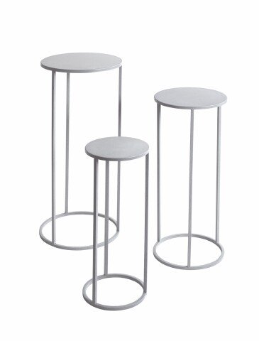 Blumentisch >54186< (3-teilig) in grau (Coolgrey), Metall - 70x30cm (HxD)