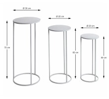 Blumentisch >54186< (3-teilig) in grau (Coolgrey), Metall - 70x30cm (HxD)