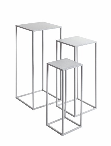 Blumentisch >54187< (3-teilig) in grau (Coolgrey), Metall - 18x50x18cm (BxHxT)