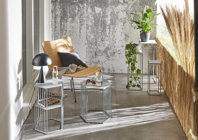 Blumentisch >54187< (3-teilig) in grau (Coolgrey), Metall