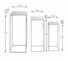 Blumentisch >54187< (3-teilig) in grau (Coolgrey), Metall - 18x50x18cm (BxHxT)