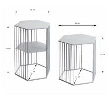 Satztisch >54192< (2-teilig) in grau (Coolgrey), Metall - 38x55x33cm (BxHxT)