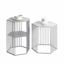 Satztisch >54192< (2-teilig) in grau (Coolgrey), Metall - 38x55x33cm (BxHxT)