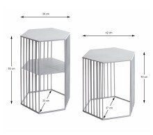 Satztisch >54192< (2-teilig) in grau (Coolgrey), Metall - 38x55x33cm (BxHxT)