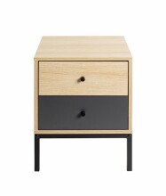 Nachtkommode >55496< 2 Schubladen, anthrazit, eiche Dekor, schwarz - 40x50x45 (BxHxT)