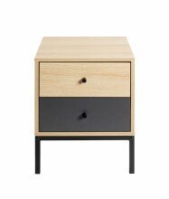 Nachtkommode >55496< 2 Schubladen, anthrazit, eiche Dekor, schwarz - 40x50x45 (BxHxT)