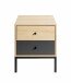 Nachtkommode >55496< 2 Schubladen, anthrazit, eiche Dekor, schwarz - 40x50x45 (BxHxT)