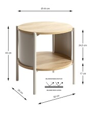 Beistelltisch >59135< in eiche Dekor, Kaschmirgrau - 44x44cm (HxD)