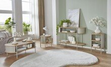 Beistelltisch >59136< in Eiche Dekor / Kaschmirgrau - 60x44cm (HxD)