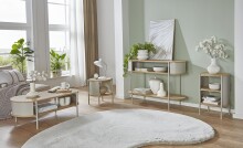 Couchtisch >59137< in Eiche Dekor, Kaschmirgrau - 100x37x54cm (BxHxT)