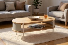 Couchtisch >59137< in Eiche Dekor, Kaschmirgrau - 100x37x54cm (BxHxT)