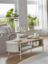 Couchtisch >59137< in Eiche Dekor, Kaschmirgrau - 100x37x54cm (BxHxT)