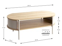 Couchtisch >59137< in Eiche Dekor, Kaschmirgrau - 100x37x54cm (BxHxT)