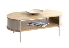 Couchtisch >59137< in Eiche Dekor, Kaschmirgrau - 100x37x54cm (BxHxT)