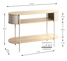 Konsole >59138< in Eiche Dekor / Kaschmirgrau - 110x76x39cm (BxHxT)