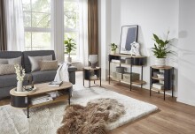 Beistelltisch >59535< in eiche Dekor / schwarz - 44x44cm (HxD)