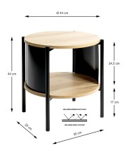 Beistelltisch >59535< in eiche Dekor / schwarz - 44x44cm (HxD)