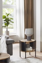 Beistelltisch >59535< in eiche Dekor / schwarz - 44x44cm (HxD)