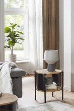 Beistelltisch >59535< in eiche Dekor / schwarz - 44x44cm (HxD)