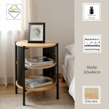 Beistelltisch >59536< in Eiche Dekor, schwarz  - 60x44cm (HxD)