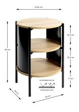 Beistelltisch >59536< in Eiche Dekor, schwarz  - 60x44cm (HxD)