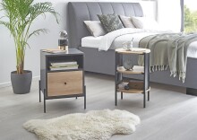 Beistelltisch >59536< in Eiche Dekor, schwarz  - 60x44cm (HxD)