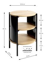 Beistelltisch >59536< in Eiche Dekor, schwarz  - 60x44cm (HxD)