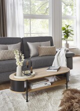 Couchtisch >59537< in Eiche Dekor, schwarz  - 100x37x54cm (BxHxT)
