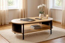 Couchtisch >59537< in Eiche Dekor, schwarz  - 100x37x54cm (BxHxT)