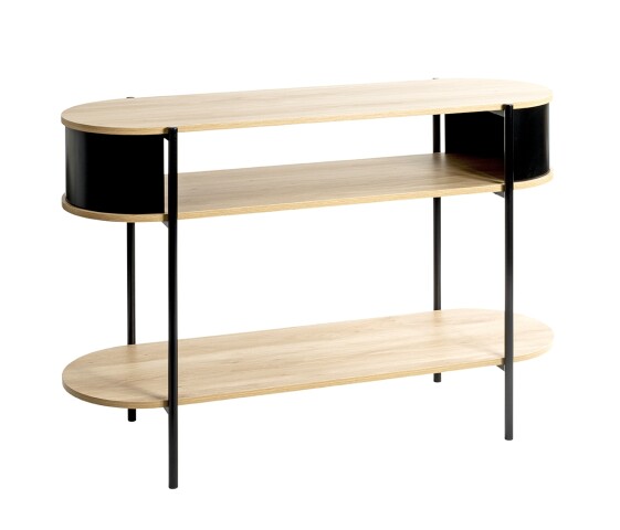 Konsole >59538< in eiche Dekor / schwarz  - 110x76x39cm (BxHxT)