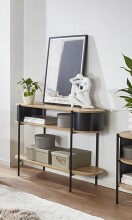 Konsole >59538< in eiche Dekor / schwarz  - 110x76x39cm (BxHxT)